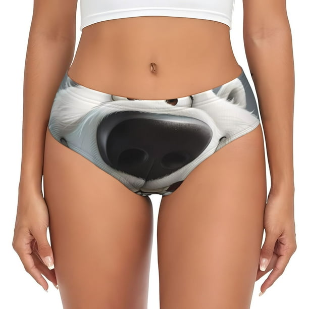 Balery Smiling Polar Bear Ropa Interior de Algodón para Mujer con Dibujo – Braguitas Cómodas y Elásticas, Estilo Clásico-Large