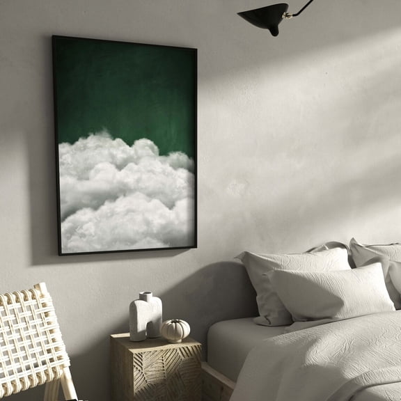 Emerald Green Cloud Wall Art Print Bedroom Wall Decor Over The Bed Art Above Bed Decor Bedroom Decor Abstract Minimalist Dark Green Wall Art Modern Wall Decor