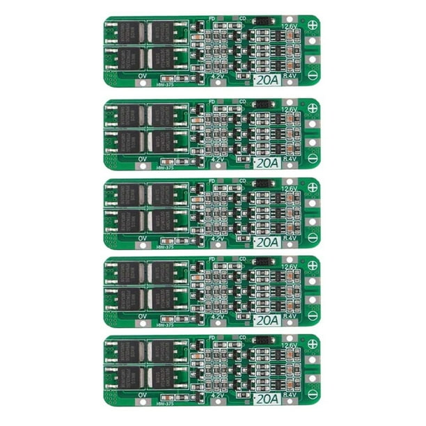 5 Uds 3S 20A BMS 18650 MóDulo de Cargador de BateríA de Iones de Litio Placa de ProteccióN BMS PCB 11,1 V 12V 12,6 V MóDulo