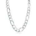 thumbnail image 4 of Sterling Silver 925 Diamond-Cut Figaro Pave 300 11.9mm Chain Made in Italy 22" Jewelry Female Unisex, 4 of 5