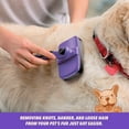 thumbnail image 6 of Ruff 'N Ruffus Self-Cleaning Pet Slicker Brush For Cats & Dogs + FREE Pet Nail Trimmers & Plastic Comb, Purple, 6 of 7
