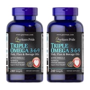 (2 pack) Puritans Pride Triple Omega 3-6-9 Fish, Flax & Borage Oils, 240 Count