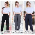 thumbnail image 4 of UNACOO Girls sweatpants Cargo Jogger Pants Casual Girl's Elastic Waist Pants with Pockets 8-14(GRAY,8Y), 4 of 6