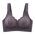 thumbnail image 3 of DDAPJ pyju Womens Seamless T-Shirt Bras Wireless Comfy Everyday Bra Scalloped V-Neck Lace Bralette Full Coverage Push Up Bras Purple M, 3 of 7