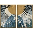 thumbnail image 5 of IDEA4WALL 2 Panels Framed Canvas Print Wall Art Set Jungle Tropical Monstera Palm Leaf Plants Abstract Modern Art Boho Multicolor Chic Artwork Housewarming Decor - 24"x36"x2 Panels Natural, 5 of 5