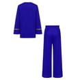 thumbnail image 4 of vastwit Kids Liturgical Praise Dance Outfit Long Sleeve Metallic Pullover Top with Wide Leg Pants Worship Dancewear Blue 8, 4 of 7