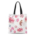 thumbnail image 1 of LADDKE Canvas Tote Bag Watercolor Circus Air Balloons Sweet Donuts Party Cupcakes Durable Reusable Shopping Shoulder Grocery Bag, 1 of 1