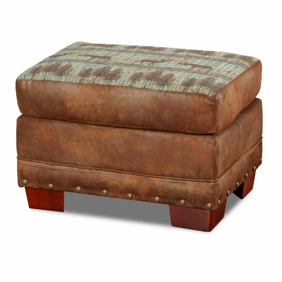 American Furniture Classics Model 8500-90 Deer Teal Tapestry Lodge Ottoman