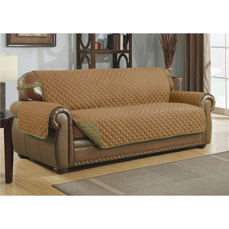 Linen Quilted Reversible Microfiber Furniture Pet Protector Linen Quilted Reversible Microfiber Furniture Pet Protector Sofa Sage Tan