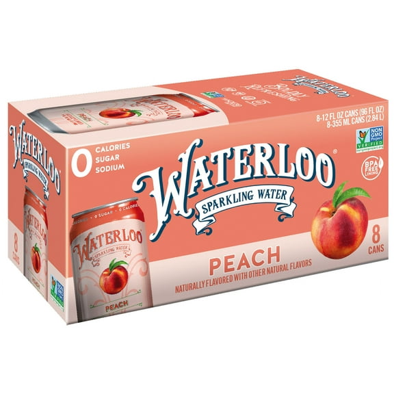 Waterloo Sparkling Water, Peach, 12 fl oz, 8 pack cans