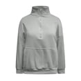 thumbnail image 3 of UJNDER Women's Sweatshirt Solid Color V Neck Zipper Pocket Pullover Long Sleeve Casual Grey S, 3 of 4