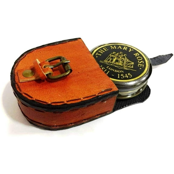 NauticalMart Brass Compass The Mary Rose London Compass with Leather Case Marine Nautical Gift