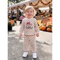 thumbnail image 4 of Cjfdfy Toddler Baby Girl Thanksgiving Outfit Little Turkey Embroidery Long Sleeve Dot Waffle Knit Tops Pants Set Little Baby Cute My First Thanksgiving Fall Winter Outfit, 4 of 9