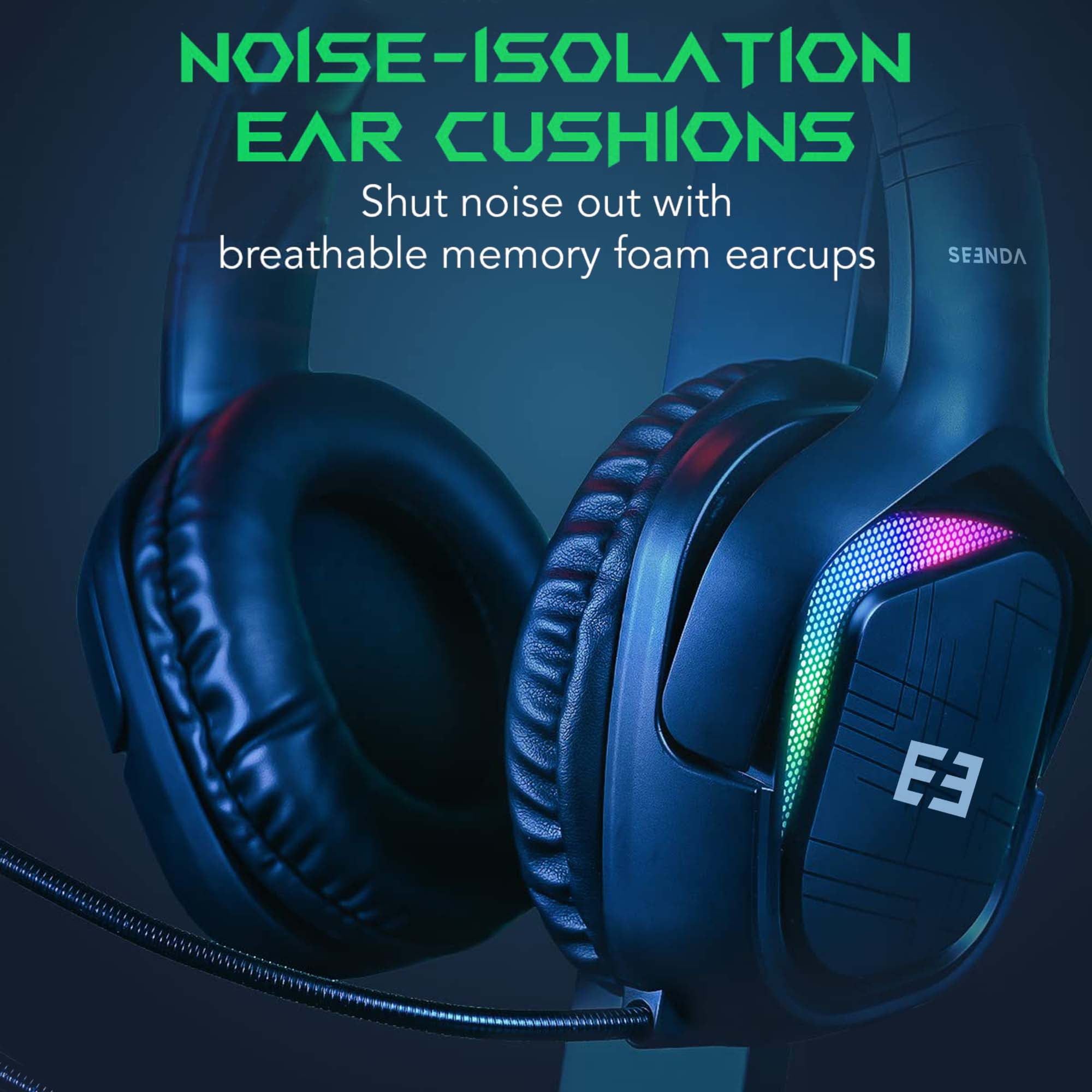 Seenda Wireless Gaming Headset, PS4 Headset with Stereo Sound for PC PS4 PS5 Xbox One Mac Switch Laptop