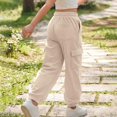 thumbnail image 4 of Lullu Girls Sweatpants Casual Athletic Joggers Cozy Cargo Pants, Beige, Sizes 5-14, 4 of 5