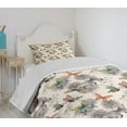 thumbnail image 4 of Ambesonne Butterfly Quilted Bedspread Set 2 Pcs, Soft Colored Animals, Twin Size, Multicolor, 4 of 6