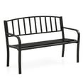 thumbnail image 1 of Gymax 50 Inches Garden Bench w/ Slatted Backrest & Curved Armrests for Porch, 1 of 10