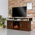 thumbnail image 3 of Gymax Meuble Télé avec Foyer 63 Pieds' avec Foyer Électrique 18 Pieds' 1500W pour Télé jusqu'à 70 Pieds' Noyer, 3 of 10
