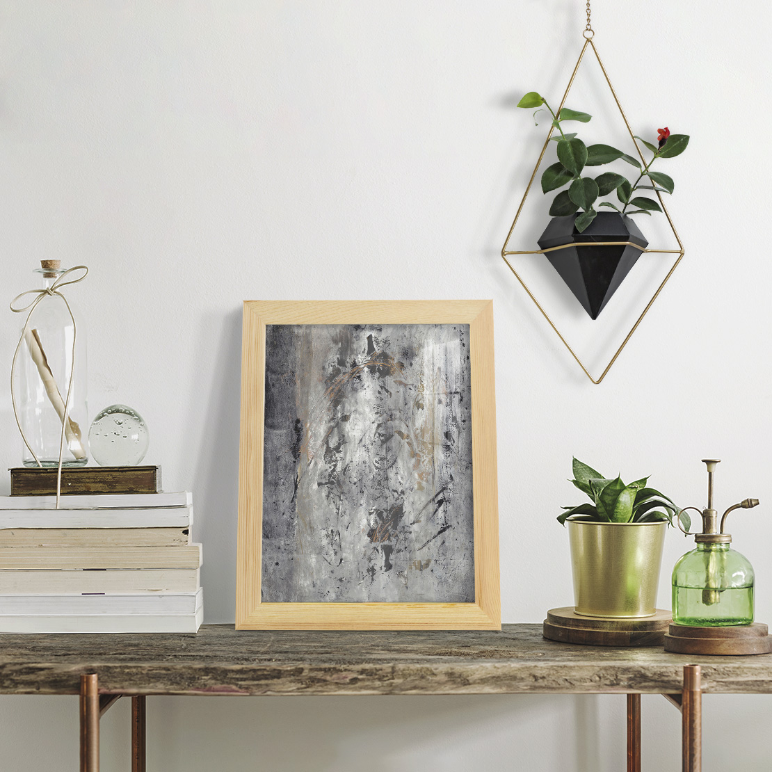 Ancient Marks II - Framed Print w/glass - Natural Wood