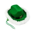 thumbnail image 6 of AWZXDE Festive Kids Hat Cowboy Hat With Santa Trim And Adjustable Belt Strap Party Celebration Stage Play Clothing Green, 6 of 6