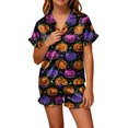 thumbnail image 6 of KPOPLK Halloween Pajamas Girls 2 Piece Pumpkin Ghost Sleepwear Short Sleeve Jammies for Kids Button-Down Nightwear Kids Pajamas Girls,Size 2-3 Years, 6 of 6