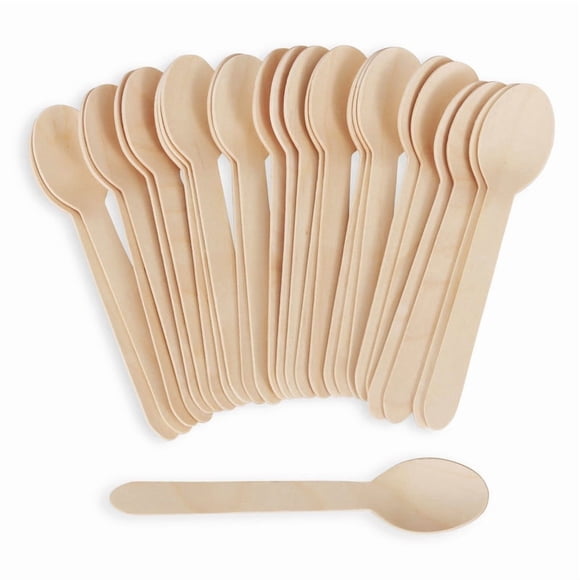 iECO (1000 Unités) Coutellerie en Bouleau de 6,18 Pouces en Cuillères à Thé en Bois, Écologique, Compostable, Ustensiles Jetables pour Fêtes, Traiteur, Plats à Emporter, Camping, Événements et Restaurants