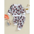 thumbnail image 2 of Wassery Baby Girl Pants Set 6M 1T 2T 3T Kids Girl Long Sleeve Floral Rugby/Heart Rugby Print Sweatshirt Drawstring Pants Sets 2Pcs Casual Autumn Clothing for Toddler Girl, 2 of 9