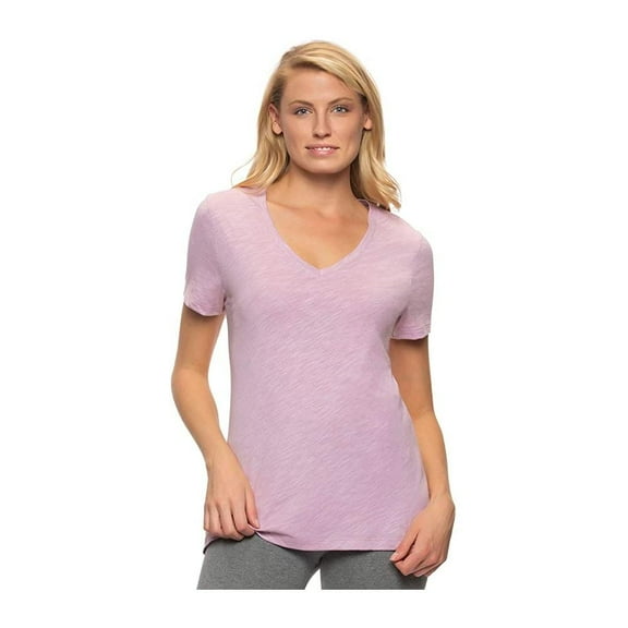 Felina Jersey V-Neck Tee Short Sleeve T-Shirt (Mauve Shadows, L)
