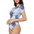 thumbnail image 2 of Easygdp Turtle With Blue Stones Women'S Waist-Cinching Short-Sleeved Onesie, Olastic Onesiet,Snaps At Bottom,Easy To Put On And Take Off - X-Large, 2 of 9
