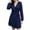 Navy, variant on Cmfcve Wrap Dresses for Women A-Line Casual Long Sleeve v Neck Tie Waist Mini Dress