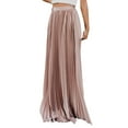 thumbnail image 1 of B91xZ Jupe Courte pour Femmes Taille Haute Élastique Plissée Fluide Évasée Jupe Longue, Rose S, 1 of 4