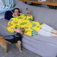 thumbnail image 3 of Wearable Oversized Blanket,Yellow Dinosaur Plant Pattern Wearable Blanket Hoodie for Adults,Cozy Hooded Blankets with Super Pockets,Super Warm Fuzzy Pullover for Women & Men, 3 of 6