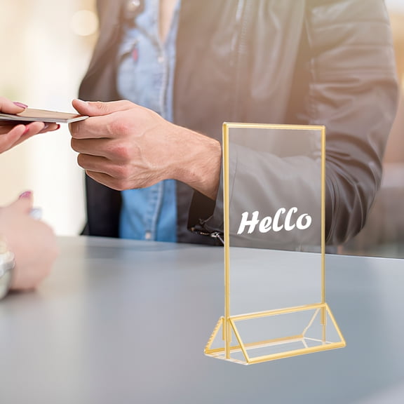 Homoyoyo Golden Acrylic Menu Holder Elegant Table Sign Stand for Weddings, Restaurants, Bars, and Special Events