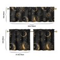 thumbnail image 6 of Kitchen Curtains 24 Inch Short - 3 Panel Set, Gothic Celestial Sun and Moon Print, Mystical Starry Night Astrology Aesthetic, Rod Pocket Window Curtain, Easy Wash, 6 of 6