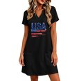 thumbnail image 2 of QUNYINEY Independence Day Womens Summer Dresses Short Sleeve Patriotic Mini T-Shirt Dress Casual with Pockets Loose Fit V Neck Dresses, 2 of 9