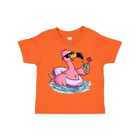 

Inktastic Flamingo with Sunglasses Pool Float and Drink Gift Toddler Boy or Toddler Girl T-Shirt