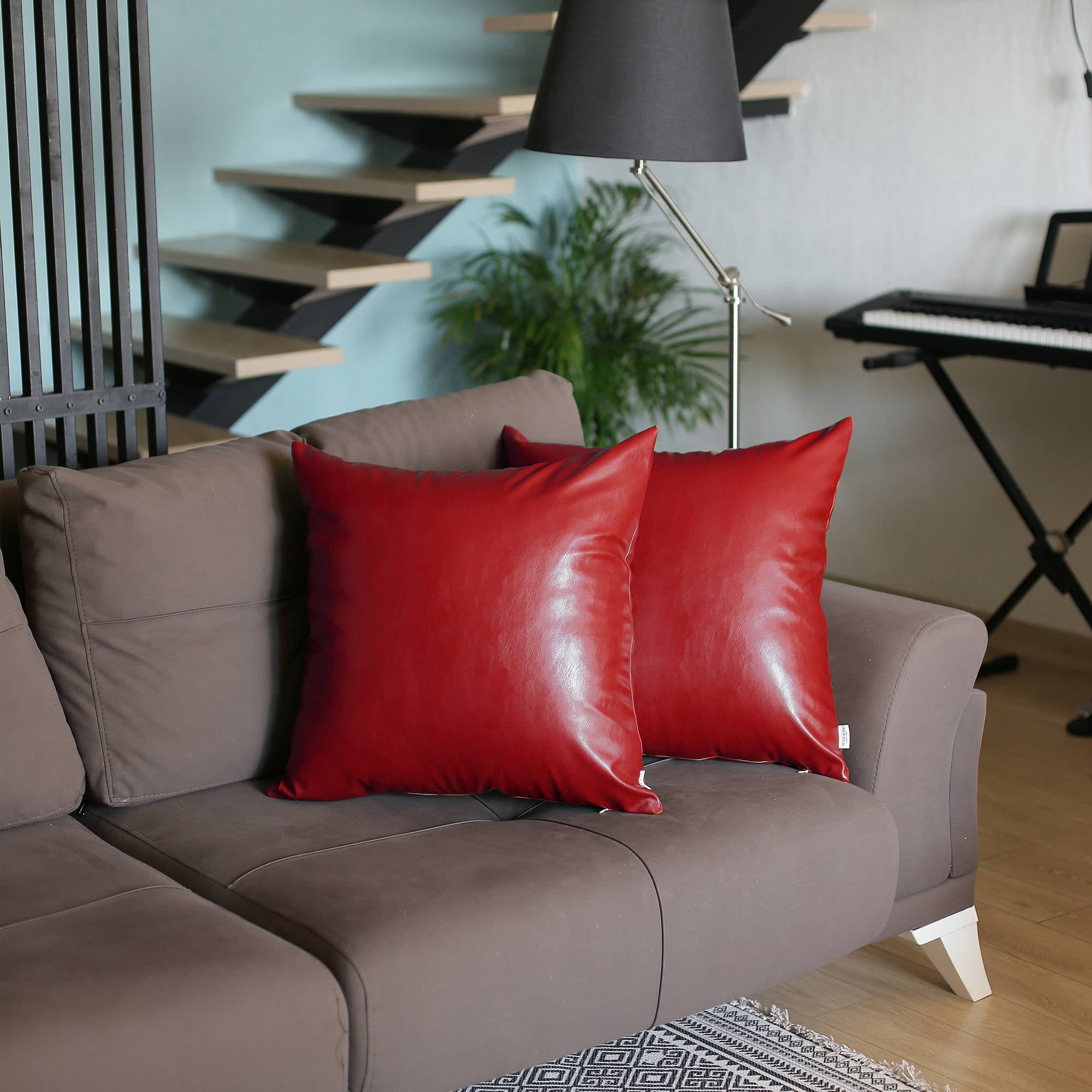 Cushions for clearance red leather sofa