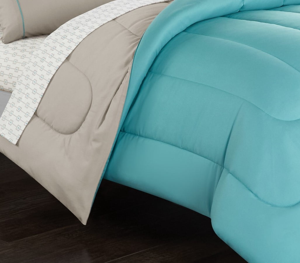Casa Traditional Solid Print 7 Piece Comforter Sets, Full with Comforter
