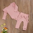 thumbnail image 6 of Coduop Toddler Baby Girls Outfits Long Sleeve Ruffle Bodysuit Romper Pants Set, 6 of 7