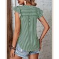 thumbnail image 4 of Blusa de manga corta con volantes Blusa de manga corta con escote en V y estampado de rayas para mujer Lady Green L, 4 of 6