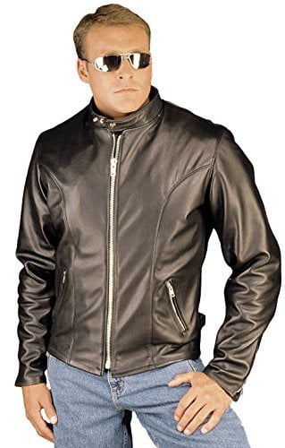 Leather Motorcycle Jacket 6XL Black 