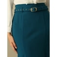 thumbnail image 4 of DARING DIVA Women Fishtail High Waist Belted Work Midi Mermaid Skirts S Lake Blue, 4 of 6