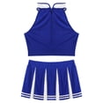 thumbnail image 5 of TiaoBug Women Adults Cheerleading Uniform Sleeveless Crop Top Pleated Skirt Outfit S-XXL, 5 of 6