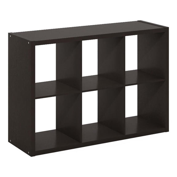 Pemberly Row Open Back Decorative Cube Storage Organizer in 6-Cube Dark Oak