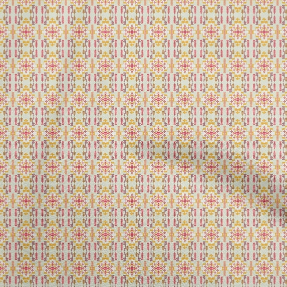 oneOone Velvet Yellow Fabric Asian Kilim Diy Clothing Quilting Fabric Print Fabric By Yard 58 Inch Wide