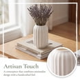thumbnail image 4 of REGALWOVEN Modern Ceramic Flower Vase Matte Ribbed Vase, Small Decorative Vase for Desktop & Bathroom, Minimalist Centerpiece Bright White 3.5" x 3.5" x 5.9", 4 of 5