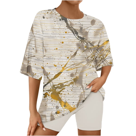 Sakmal Elbow-Length Womens Pajamas Sets Shorts Pant Graphic Loose Fit Comfy Sleepwear Tops