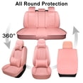 thumbnail image 5 of OTOEZ Universal Pink Car Seat Cover PU Leather 5-Seat Full Set Waterproof Front & Rear Cushion Protector Fit Most Honda Toyota Chevy Ford Nissan SUV, 5 of 12