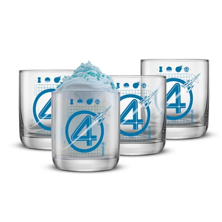 Fantastic Four Blueprint Short Glasses - 10 oz - Set of 4