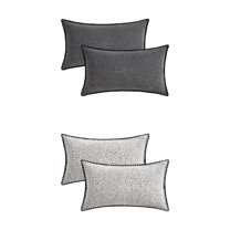 Unique Bargains 4 Pcs Soft Chenille Pillowcase Grey/White 12" x 20"